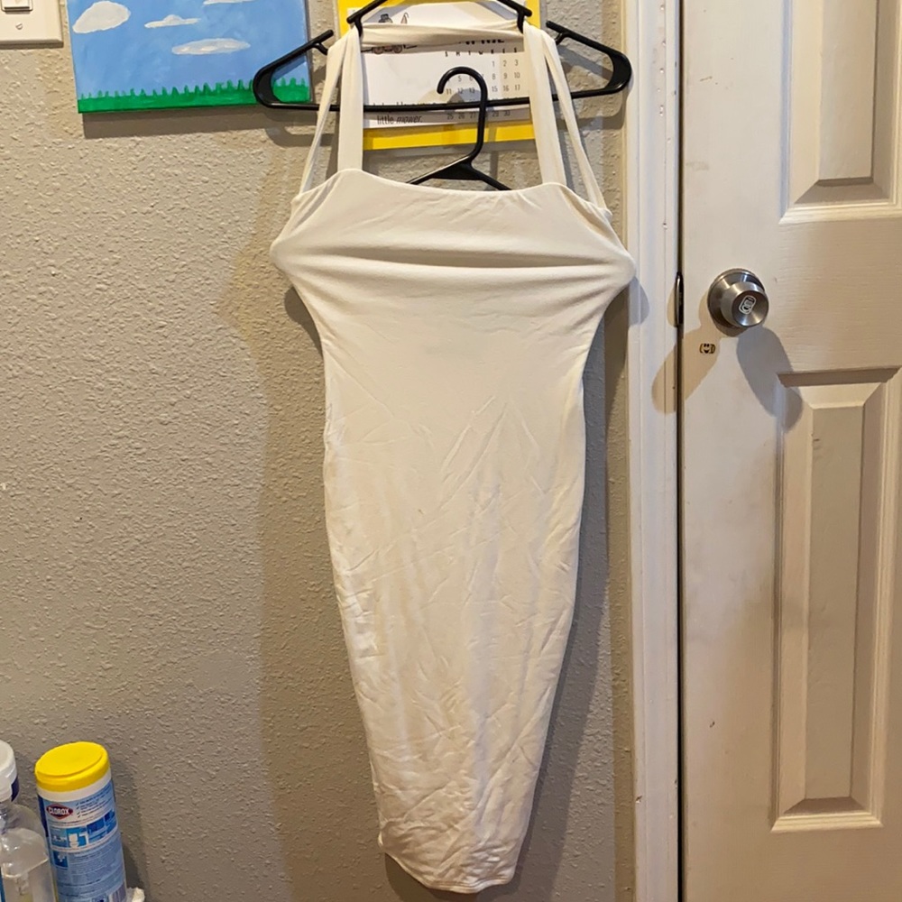 NAKED WARDROBE MIDI cream dress